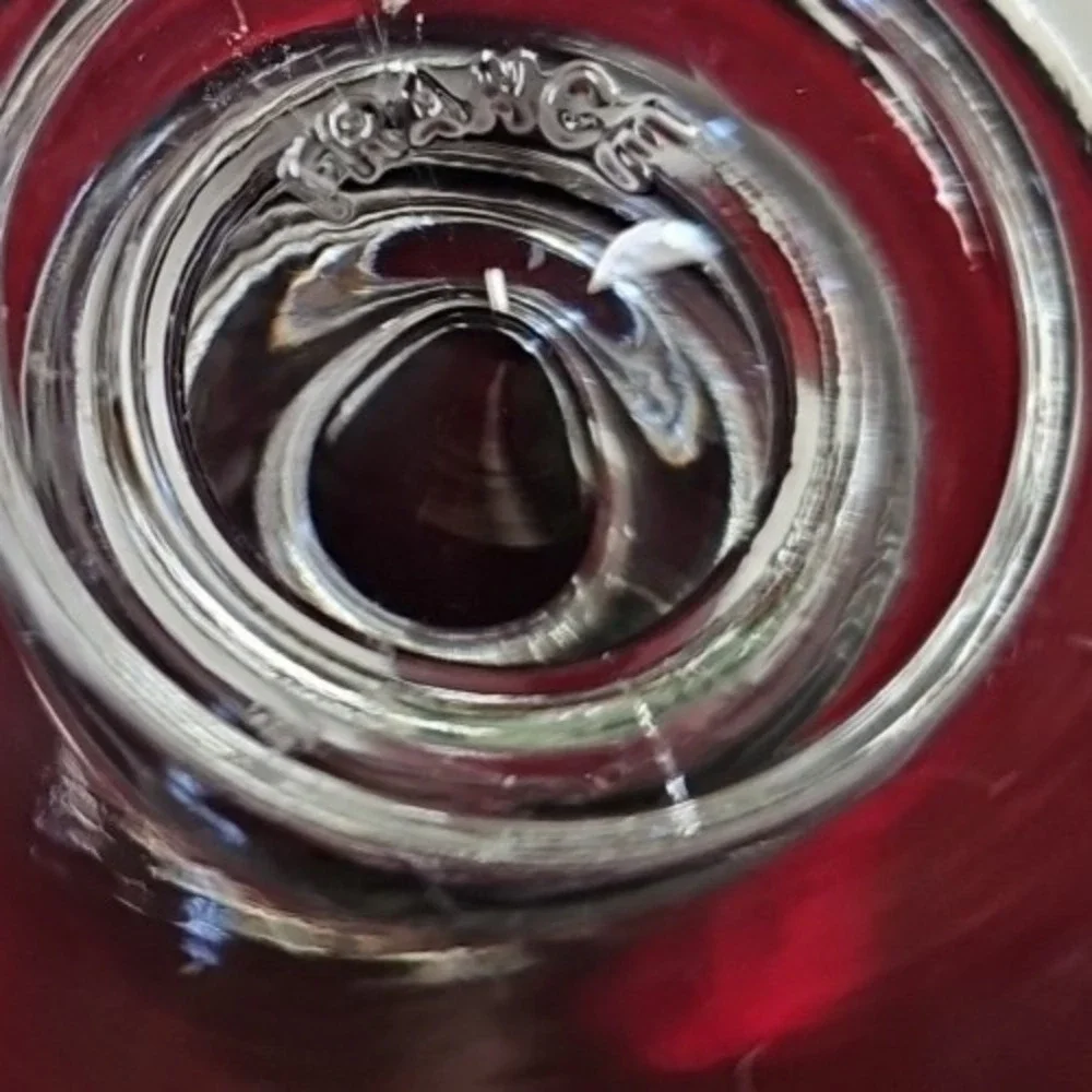 Vintage‎ Red Ruby Champagne Clear Ball Stem Glass Pair 